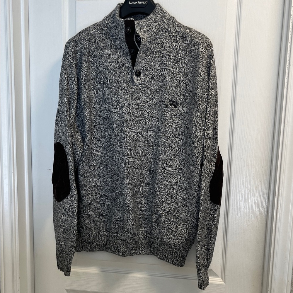Banana Republic Black and Gray Zip-Up Sweater